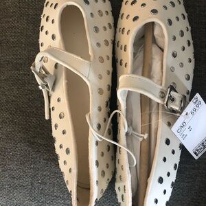 Zara Cream Flats with Silver Accents